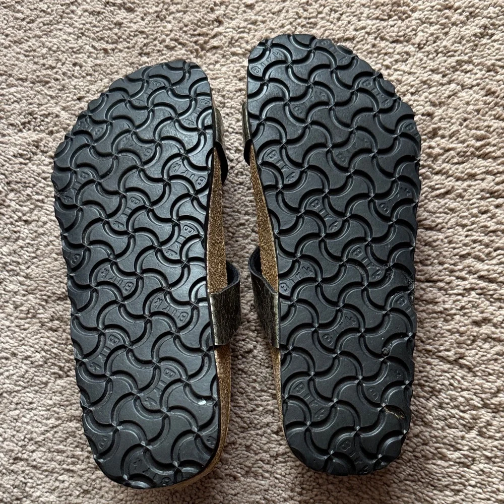 Birkenstock Birkis Metallic Bronze Crossover Straps. Snakeskin look. Size 38
